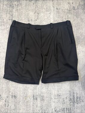 Men's Black Flat Front Dress Shorts